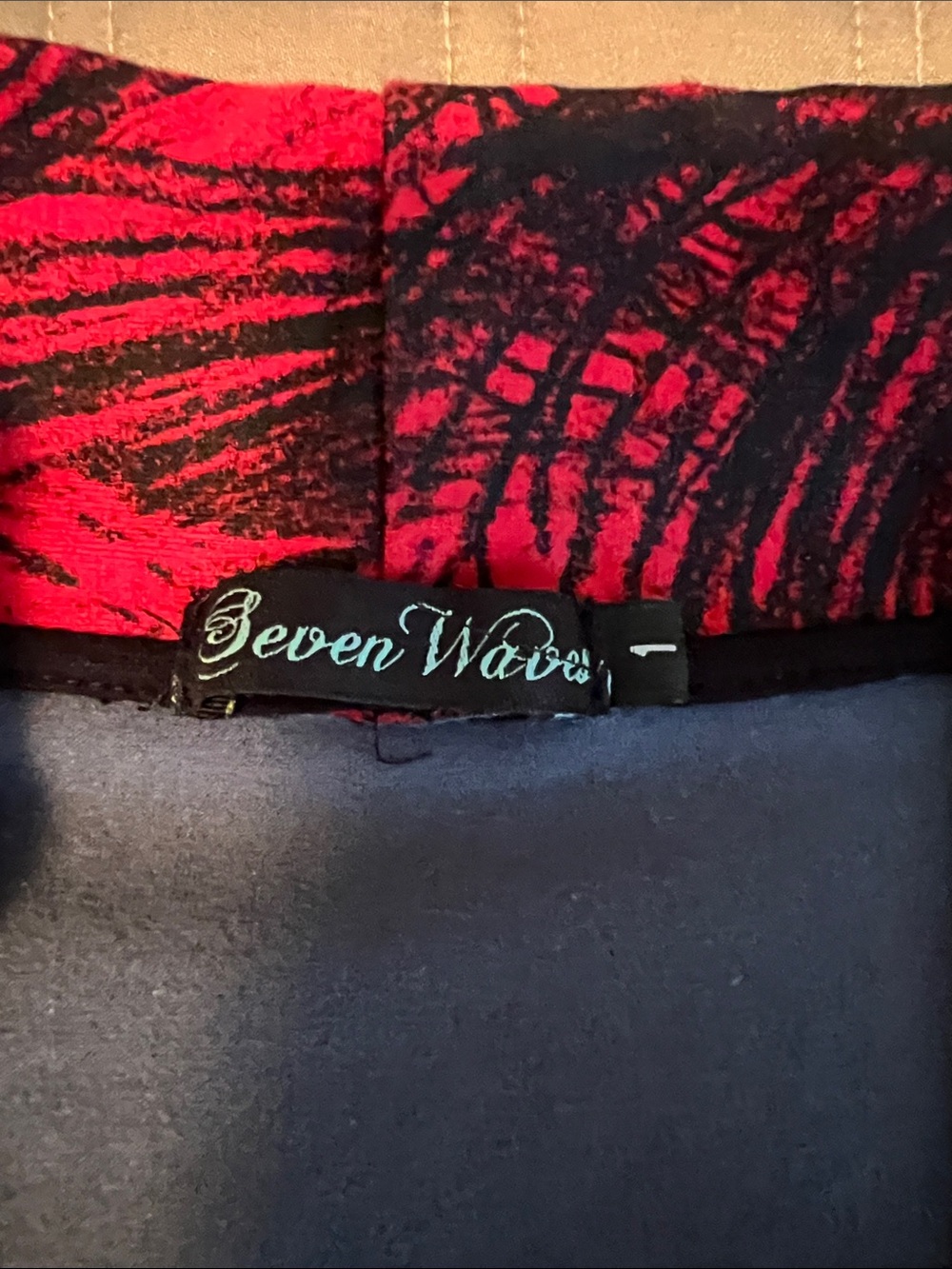 Women's Seven Waves Black Tunic with Red and Gold Floral Panels. Brazil Small - Picture 3 of 12